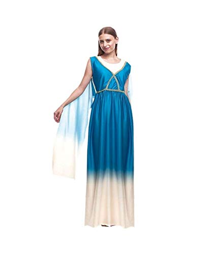 Partilandia Disfraz Diosa Griega Mujer Romana【Tallas S a L】[Talla M] Vestido Toga Azul | Disfraces Carnaval Históricos Antigua Grecia Roma para adultos