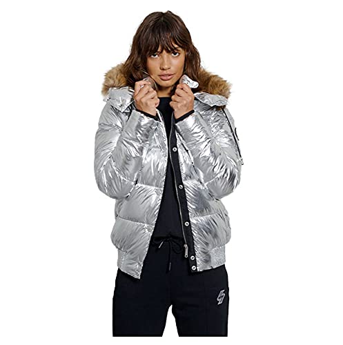 Superdry A4-Padded Chaqueta, Silver Metallic, 6 para Mujer