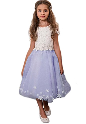 Aurora dresses - Vestido - Trapecio - Manga Corta - para niña Lavanda 2-3 Años