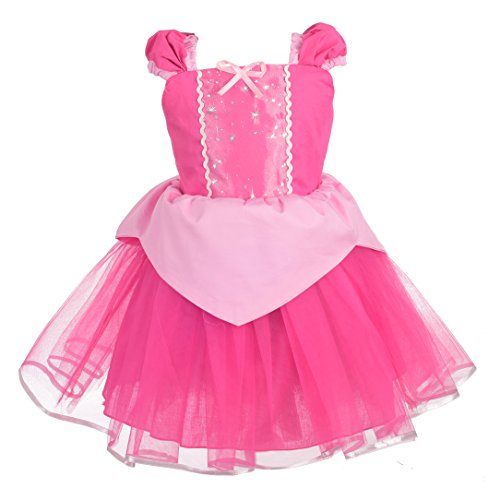 Lito Angels Disfraz de Bella Durmiente Vestido de Princesa Aurora para Niñas Talla 2-3 años, Rosa Caliente
