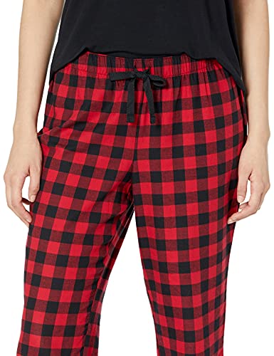 Amazon Essentials Pantalón para Dormir de Franela (Disponible en Tallas Grandes) Mujer, Rojo Cuadros de Vichy, S
